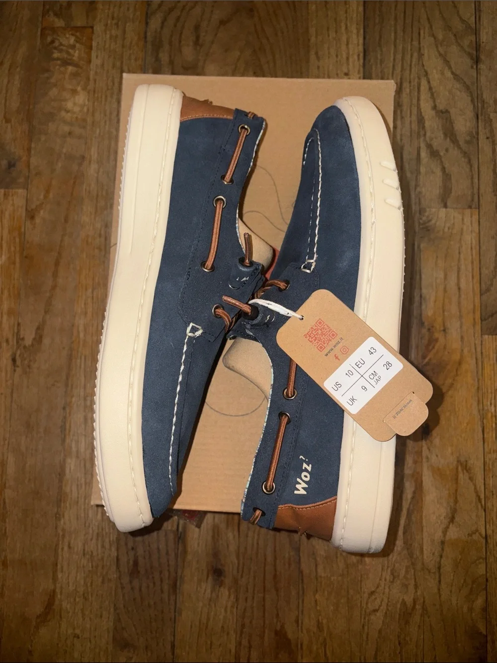 WOZ? Navy and Tan Suede Boat Shoes